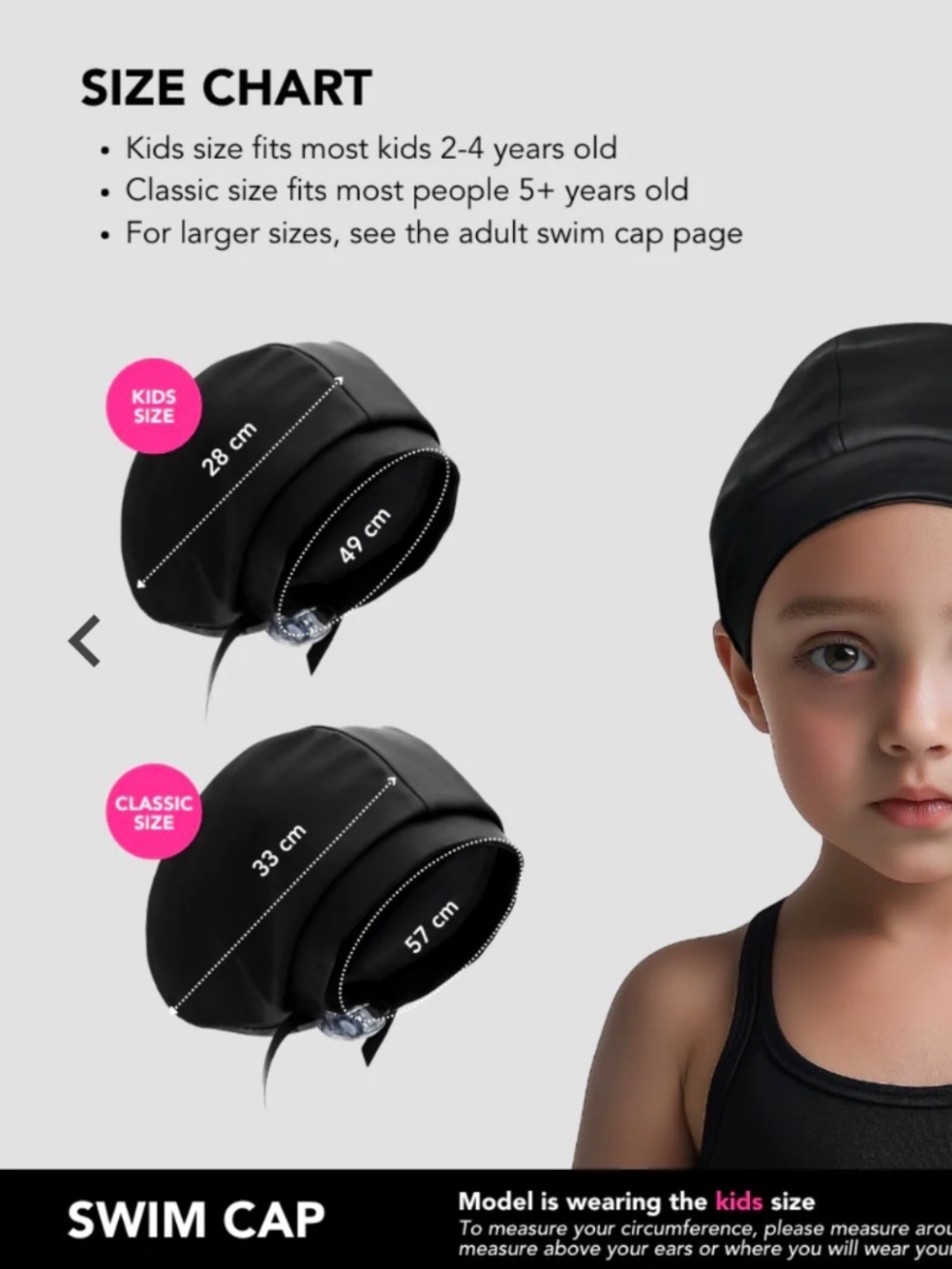 Hairbrella Satin-Lined Waterproof, Adjustable Kid's Swim Capl